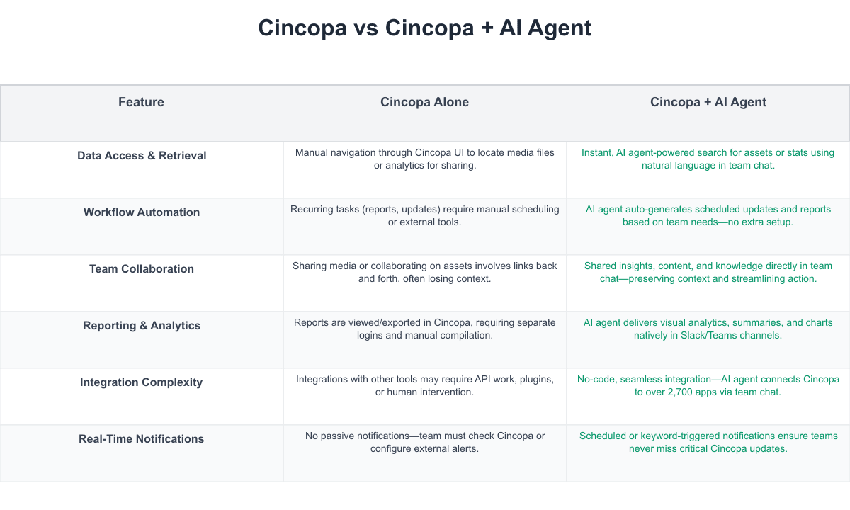 Cincopa Comparison Table