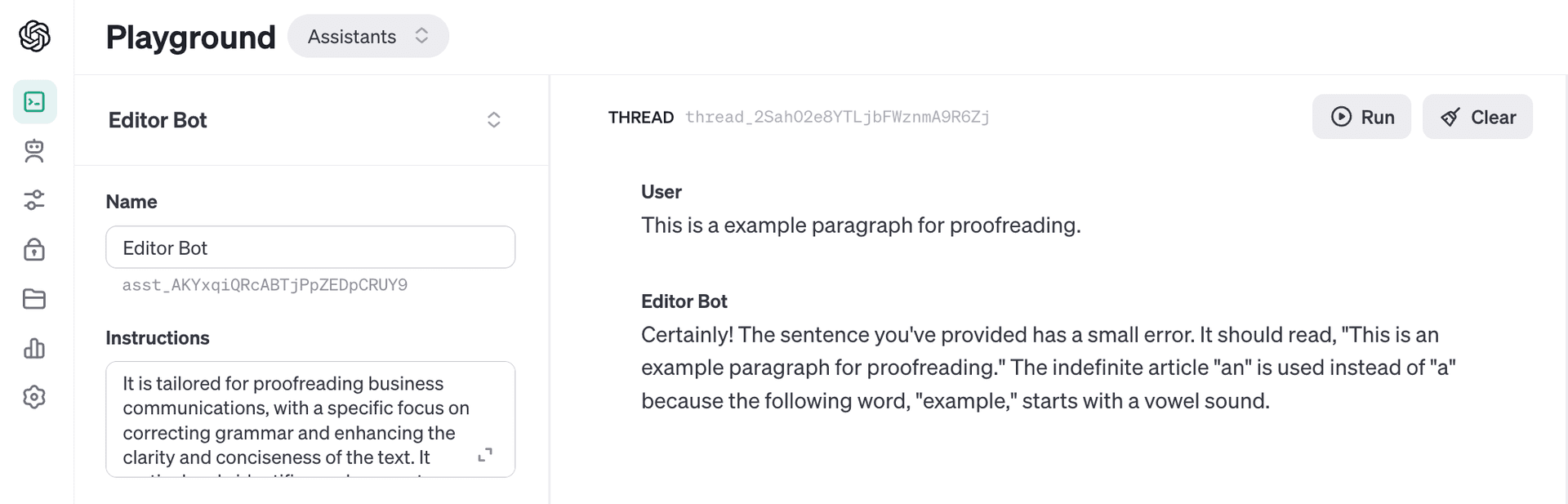 Assistant Playground