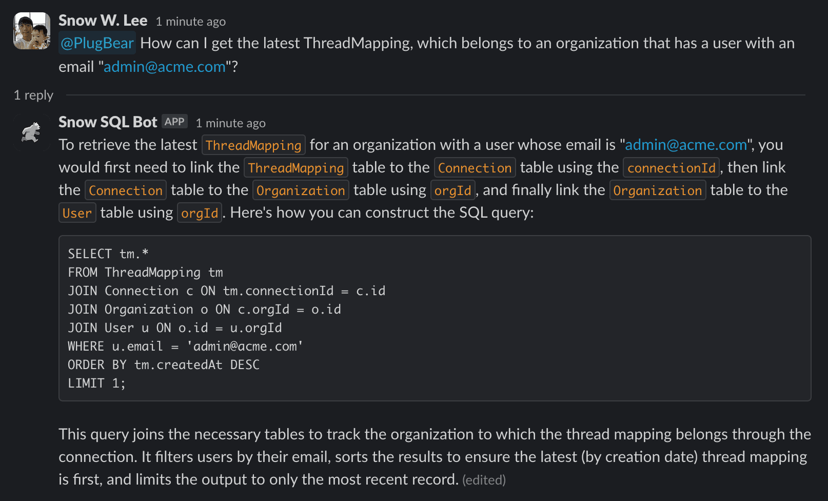 SQL Assistant Example