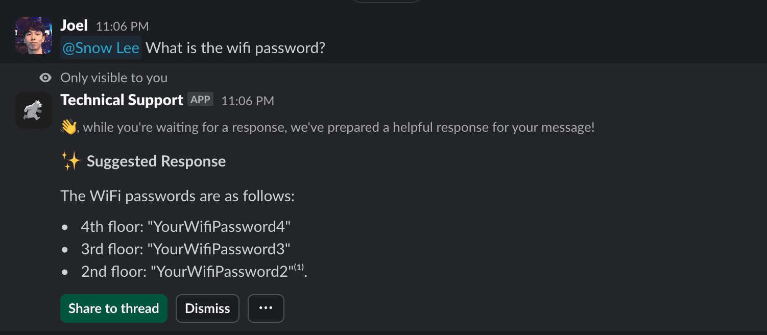 Slack user mention trigger example