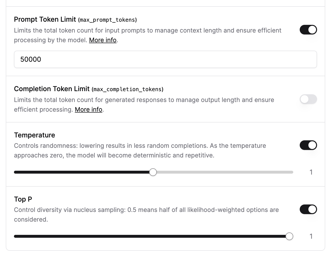 OpenAI Assistant Controls